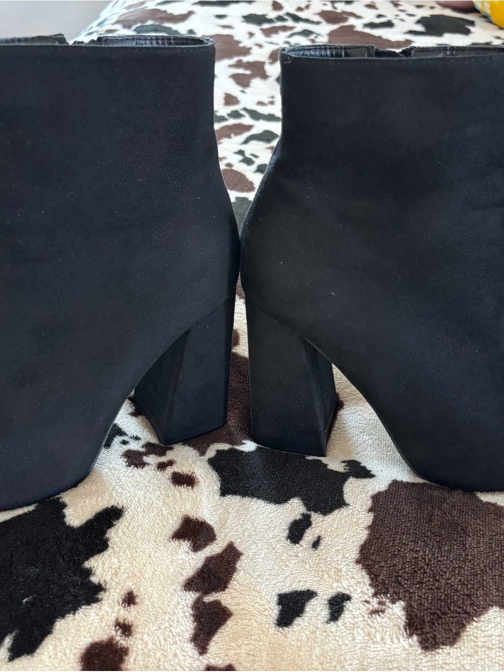 Black Suede Platform Ankle Boots - Women